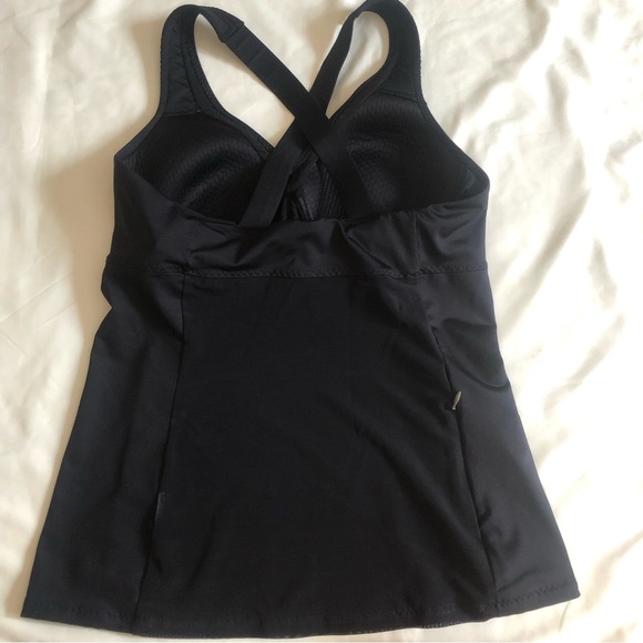 ❤️Athleta Be Bold Black Workout Tank Top Criss Cross Mesh Back Pocket XS - Picture 3 of 7